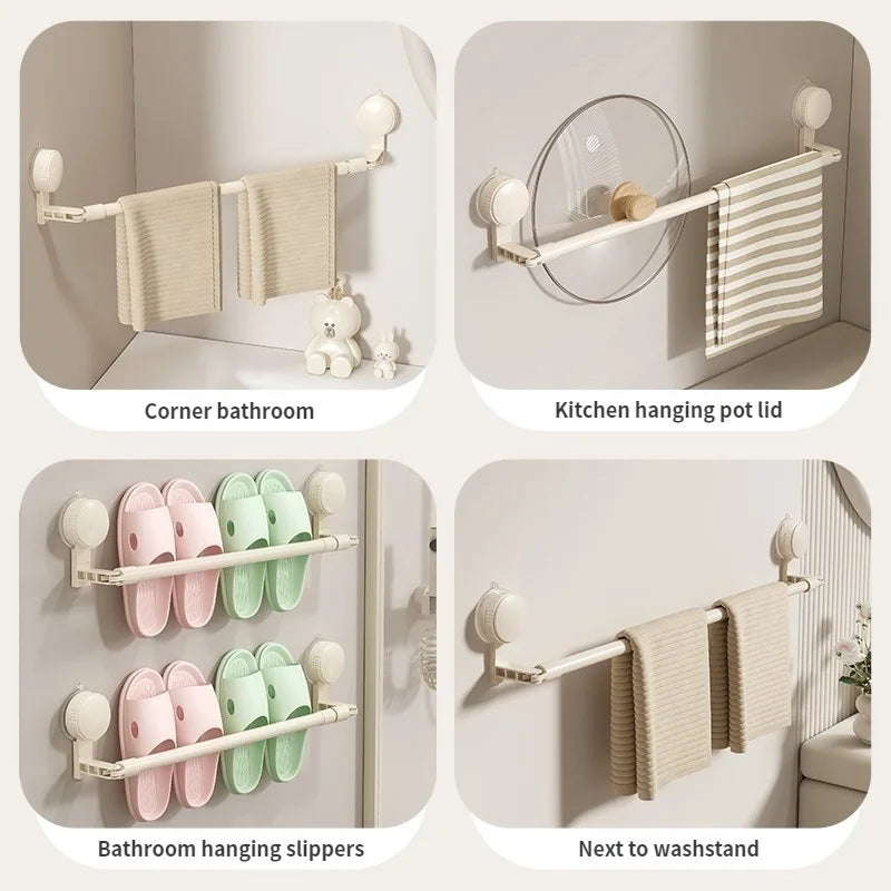No-Drill Expandable Suction Cup Towel Rack | Aluminum Bar