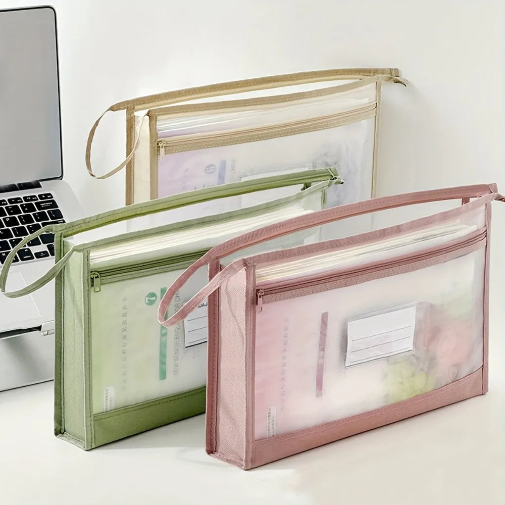 5-Pack A4 Mesh Storage Pouches – Double Zipper, Breathable