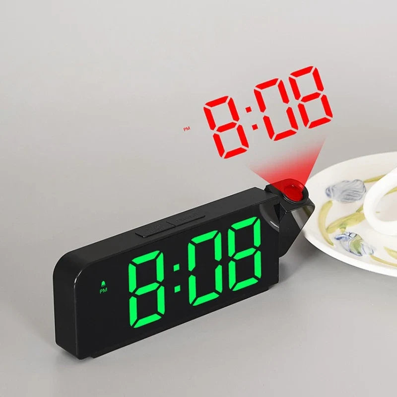 USB Projection Alarm Clock | LED Display, Temperature & Date