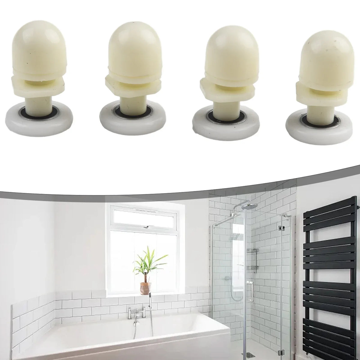 Shower Door Rollers 19/23/25mm – Set of 4 Replacement Pulleys