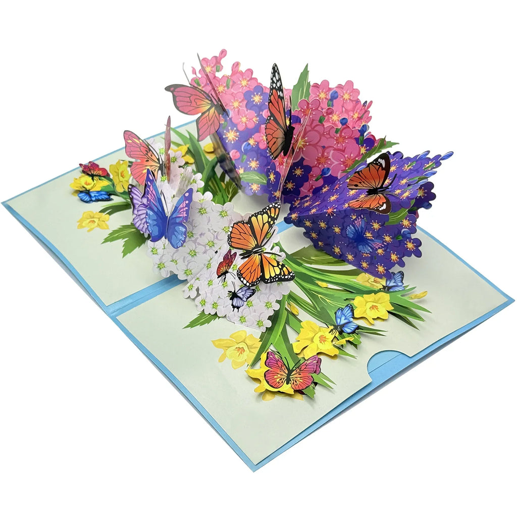 3D Pop-Up Greeting Card – Butterflies & Flowers | All Occasions