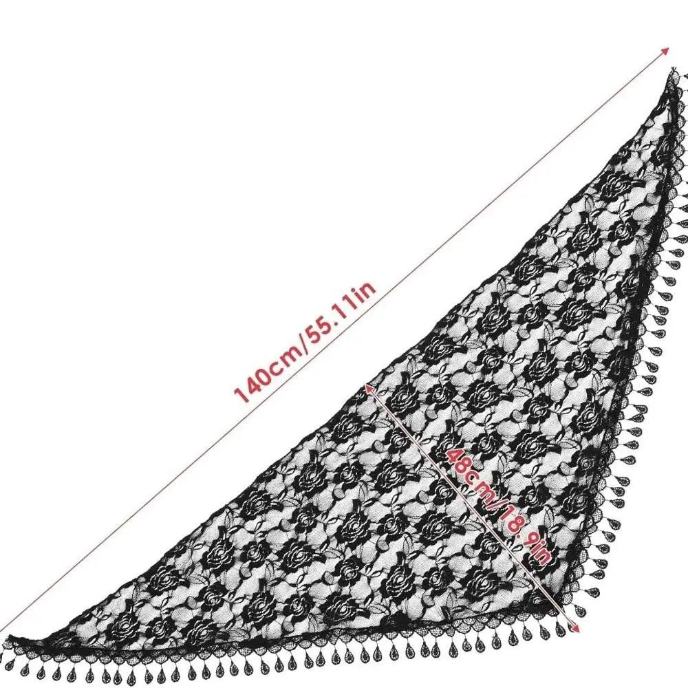 Floral Triangle Scarf Wrap with Tassels – Women's Headband