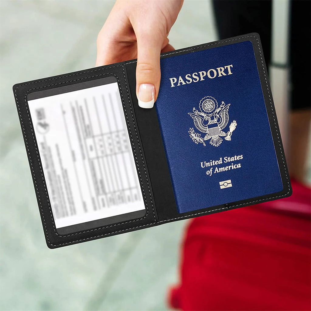 Leather Passport Holder Wallet – Unisex Travel Card Cover