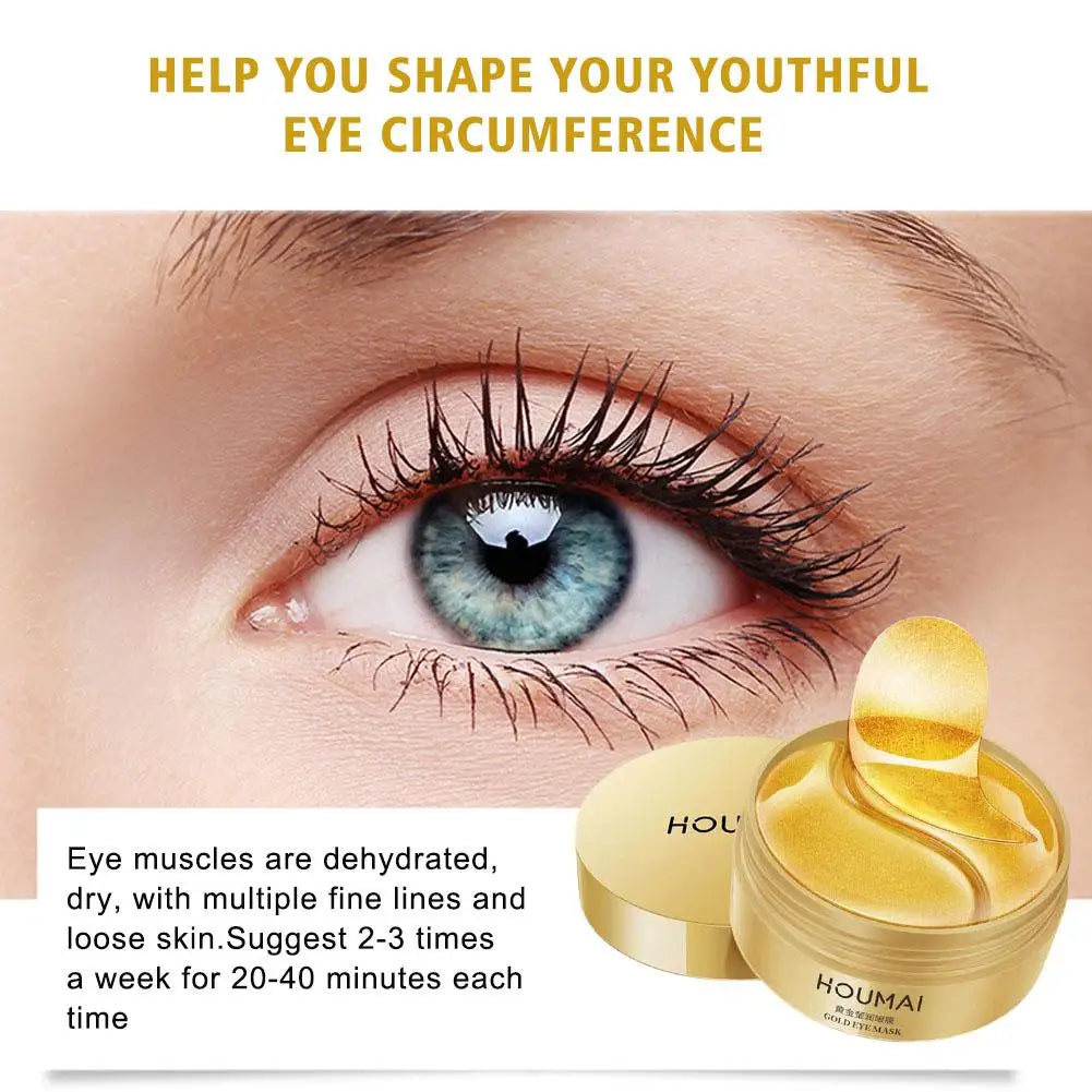 24K Gold Eye Gel Patches – Collagen & Hyaluronic Acid, 30 Pairs