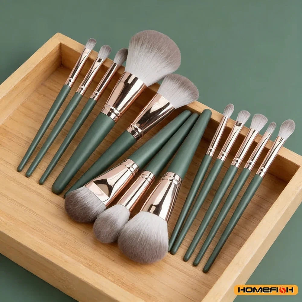 14-Piece Soft Fluffy Makeup Brush Set – Blush, Powder & Eyeshadow