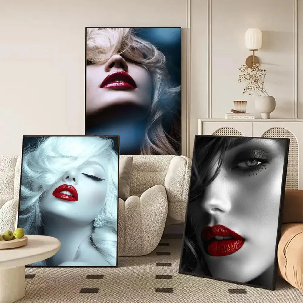 Red Lips Self-Adhesive Wall Poster | Modern Art Sticker Décor