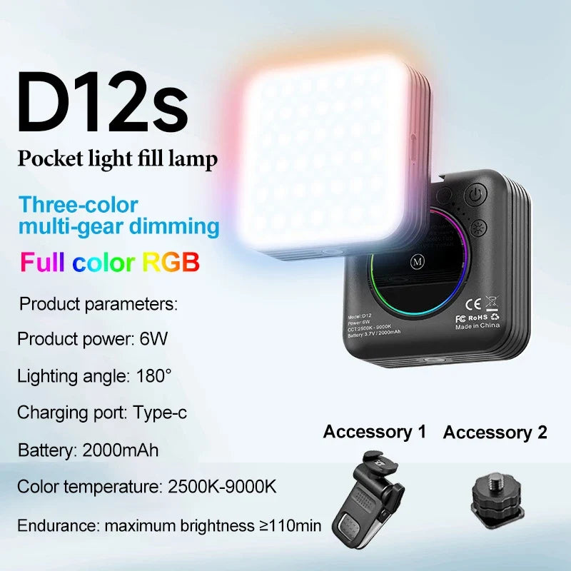 Mobile Phone Fill Light Travel Portable Camera Pocket Full-color RGB