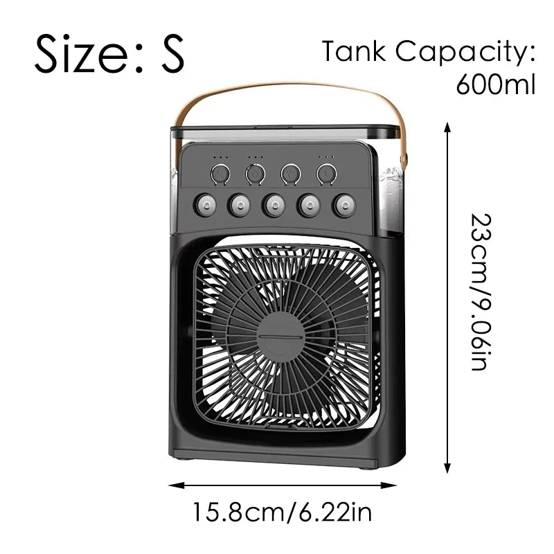 Portable 3-in-1 Mini Fan USB Desk Cooler Humidifier LED Light