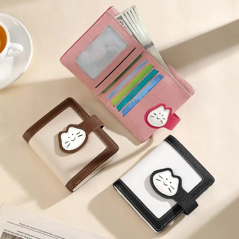 Women's Mini PU Leather Wallet – Card Slots & Zipper Coin Purse