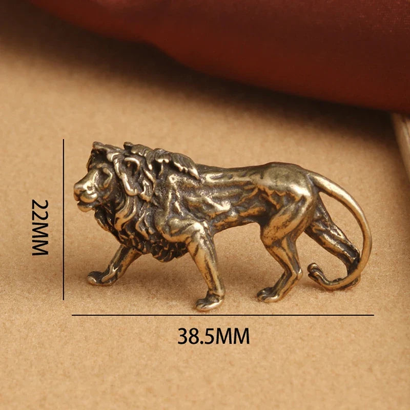 Pure Copper Majestic Lion King Miniatures Figurines Desk Decorations