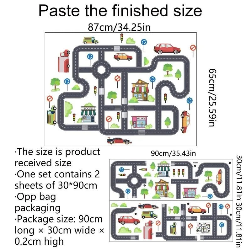 Car Road Signs Kids Wall & Floor Stickers – Self-Adhesive