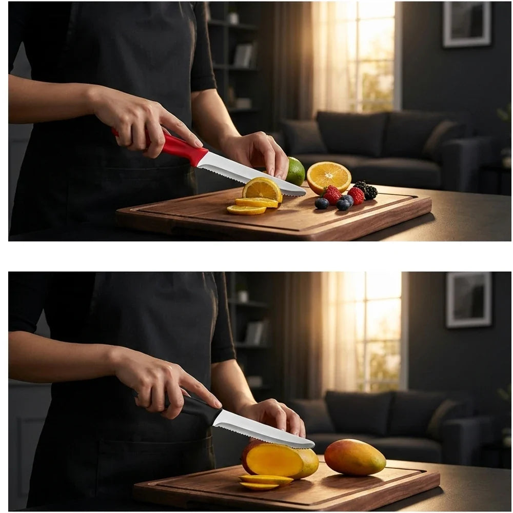Serrated Stainless Steel Steak & Fruit Knife Set (1–8 Pcs)