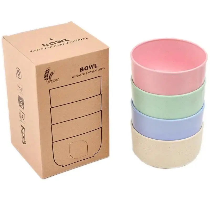 4-Piece Food Grade Rice Bowls Set – Drop-Proof Tableware