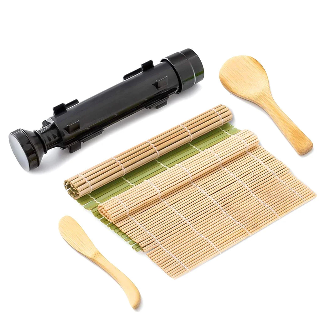 Sushi Maker Bazooka Machine Rice Mold Bamboo Rolling Mat Paddle DIY