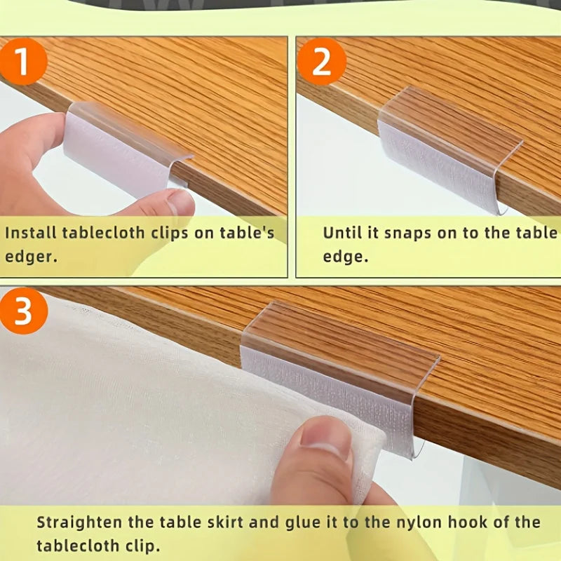 12-Pack Transparent Table Skirt Clips – Tablecloth Holders