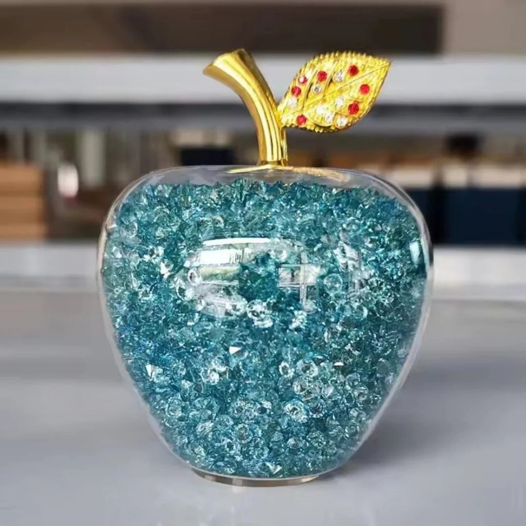 Colorful Crystal Craft Apple Statue Glitter Glass Home Decor