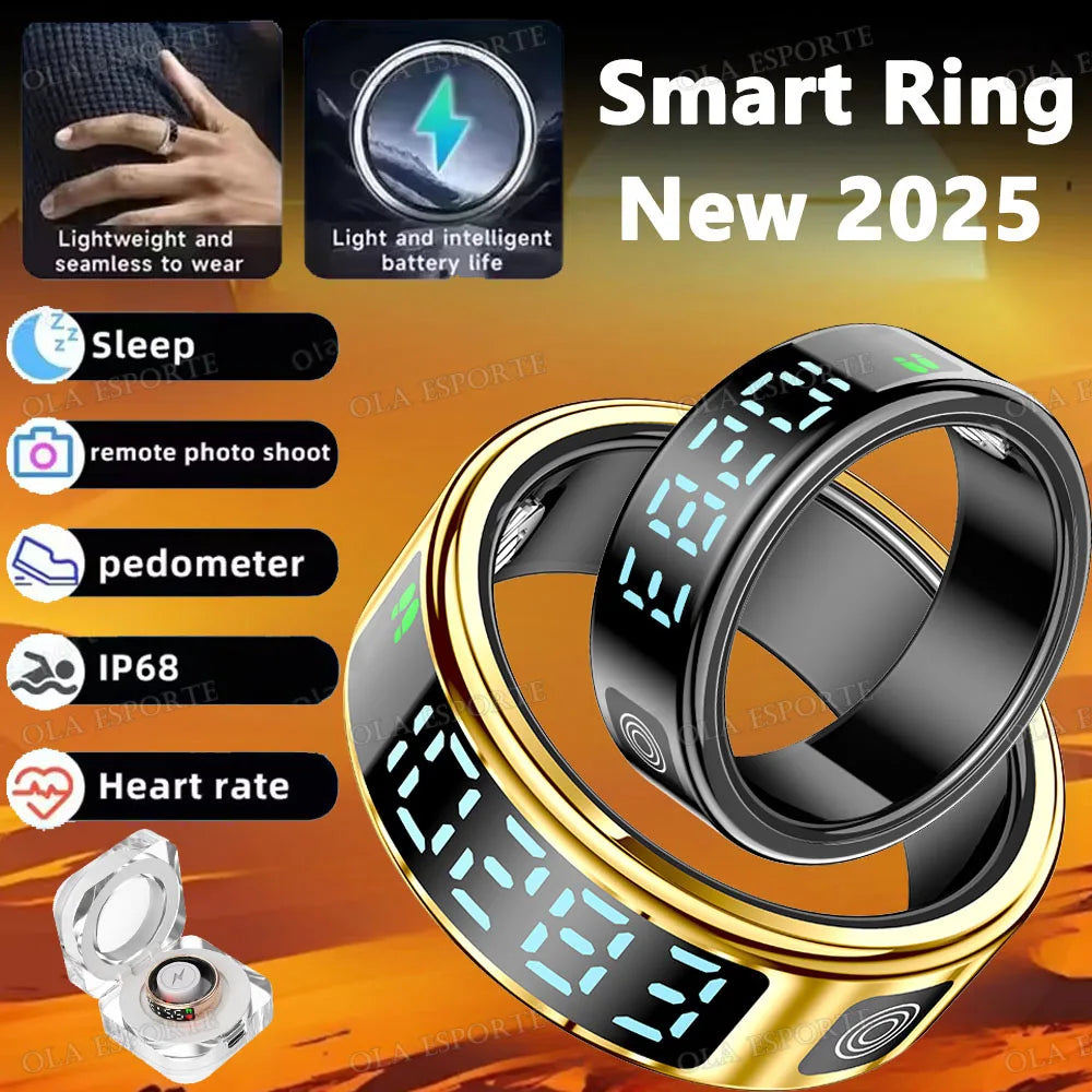 2026 Smart Ring Display Screen Touch Wireless Charging Health Manager