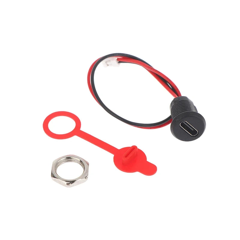 USB Type-C 2-Pin Female Charging Socket 3A with Cover Caps
