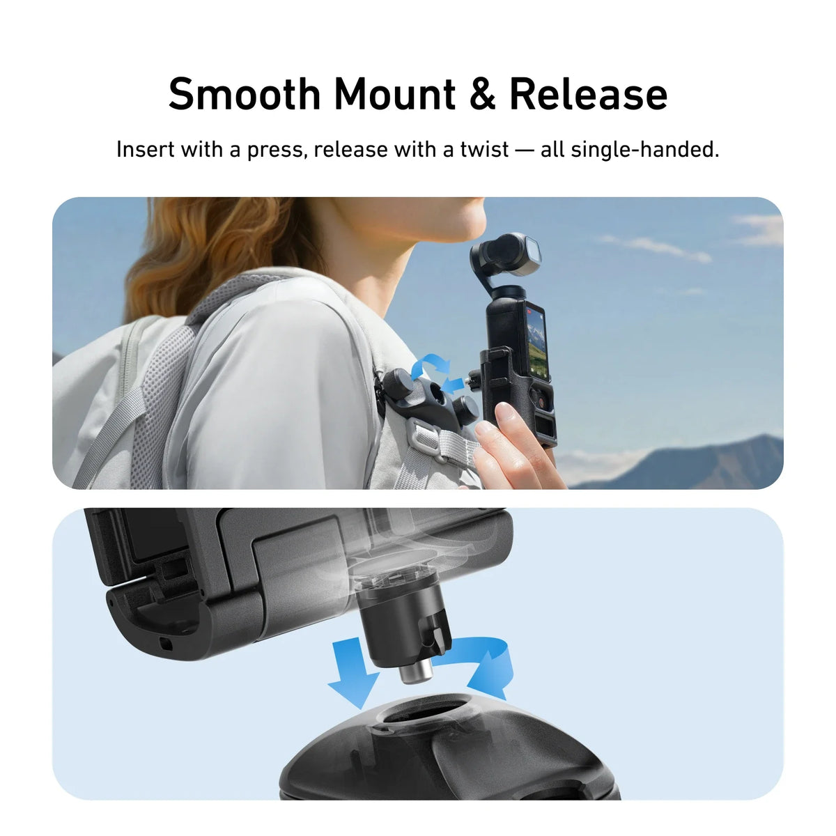 TELESIN Quick Release Backpack Mount DJI Pocket 3 Camera Accessories