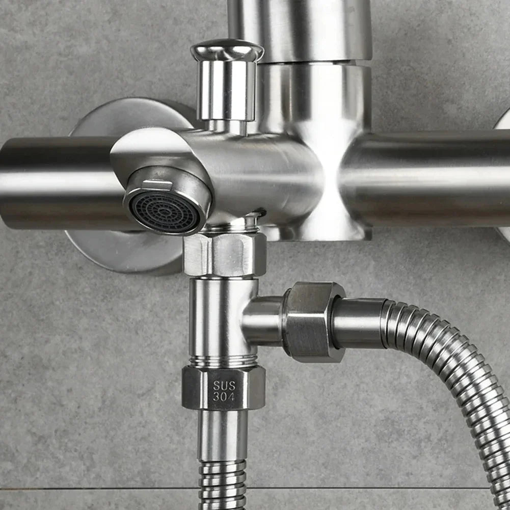 G1/2" Stainless Steel Three-Way T-Adapter Diverter Valve | Bidet & Shower