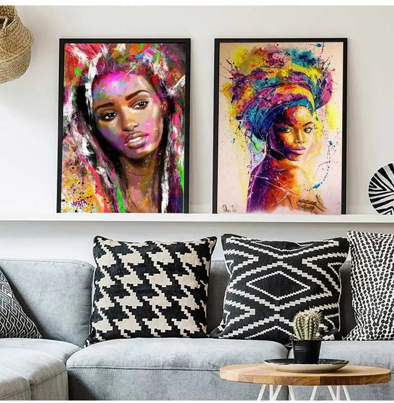 Abstract African Woman Canvas Wall Art Print | Modern Décor