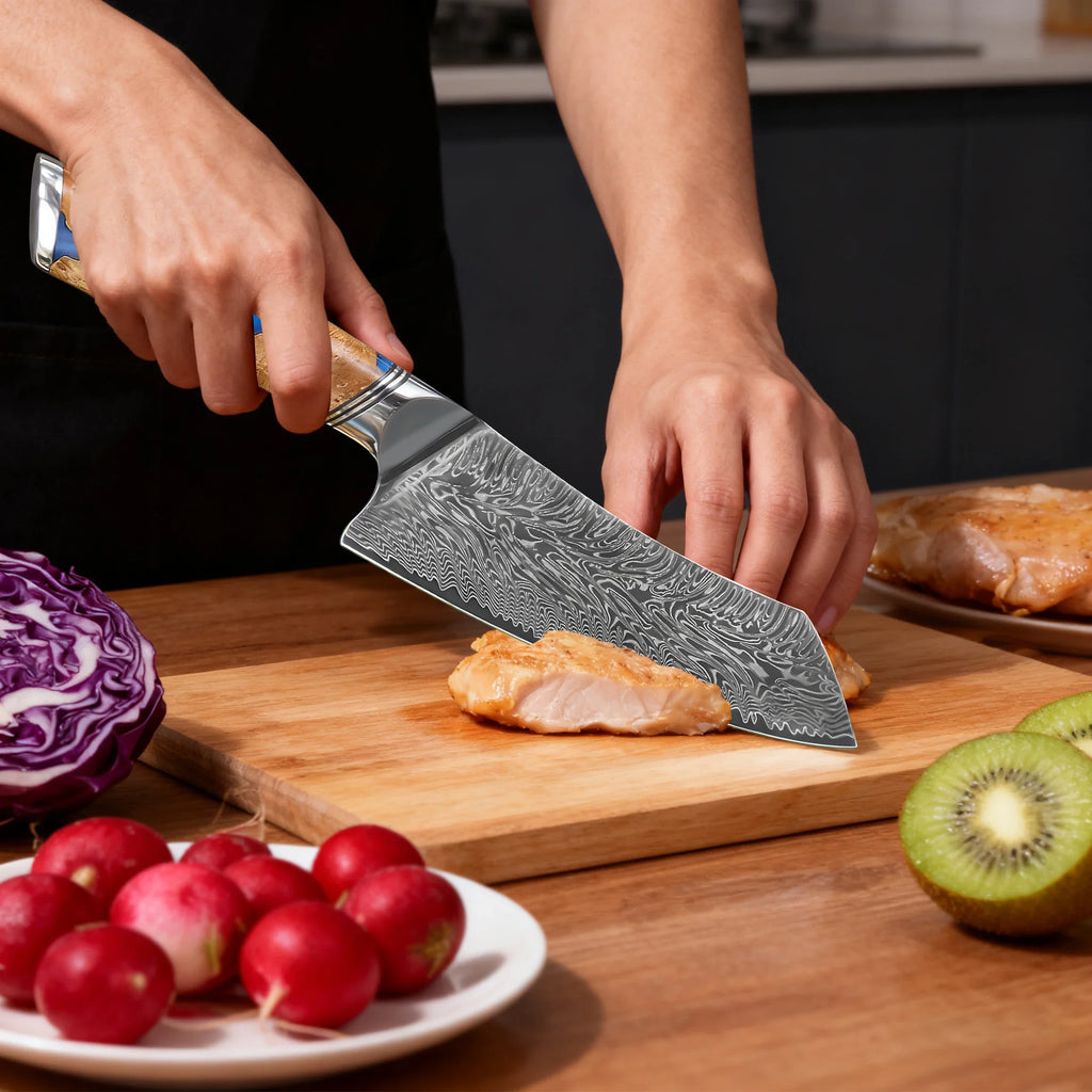 Kiritsuke Damascus Steel Chef Knife – Sharp 17.8cm Kitchen Knife
