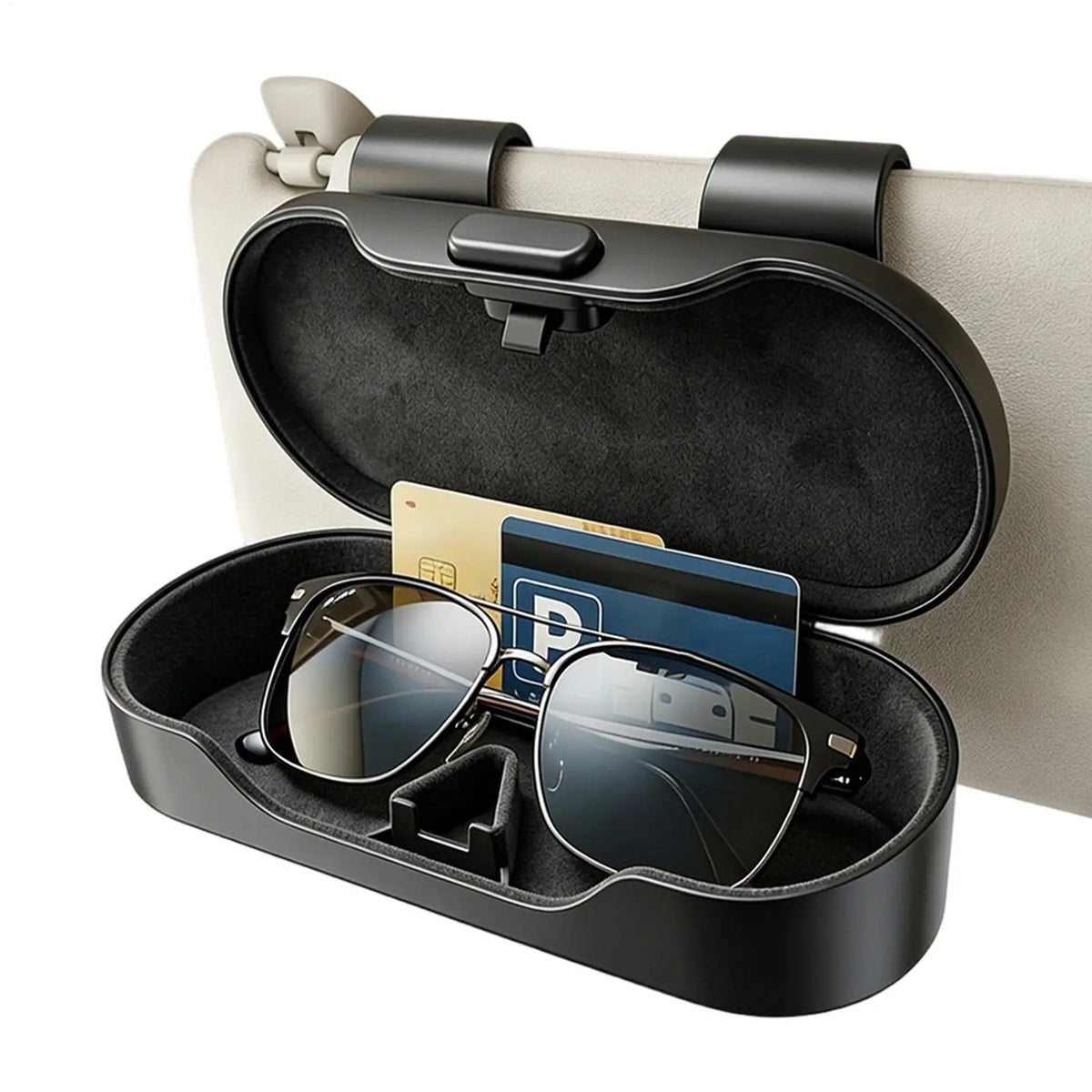 Car Visor Sunglasses Holder & Eyeglass Storage Case