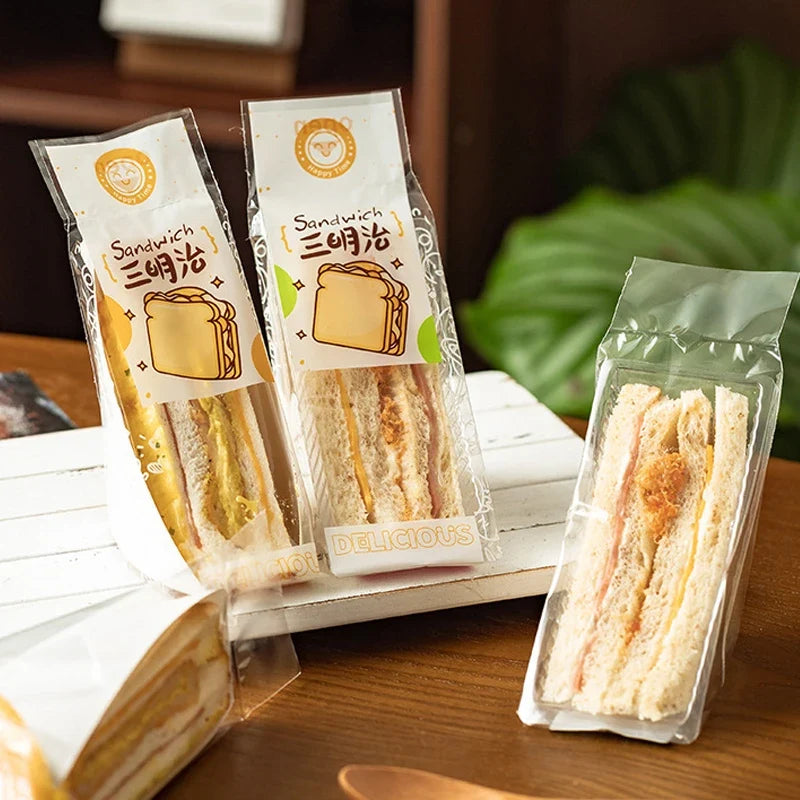 100 Pcs Disposable Triangle Sandwich Wrappers | Bread Bags
