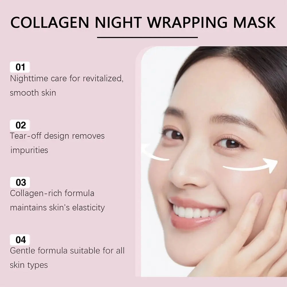 Collagen Night Peel Off Mask Cleansing Pores Reduces Facial Skin Sag