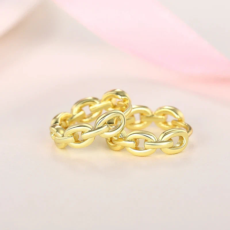 Huitan Gold Chain Hoop Earrings – Geometric Women's Jewelry