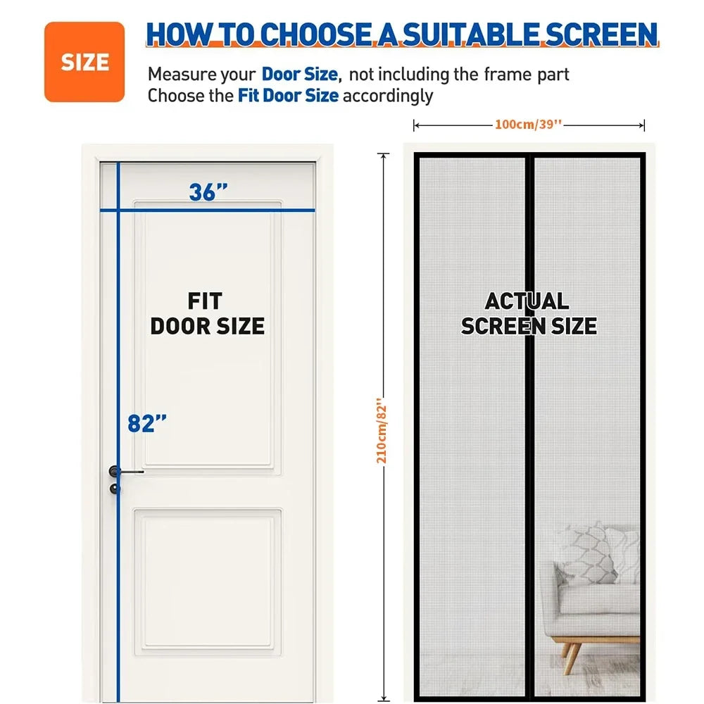 Magnetic Door Screen Curtain 100x210cm | Auto-Close Bug Net