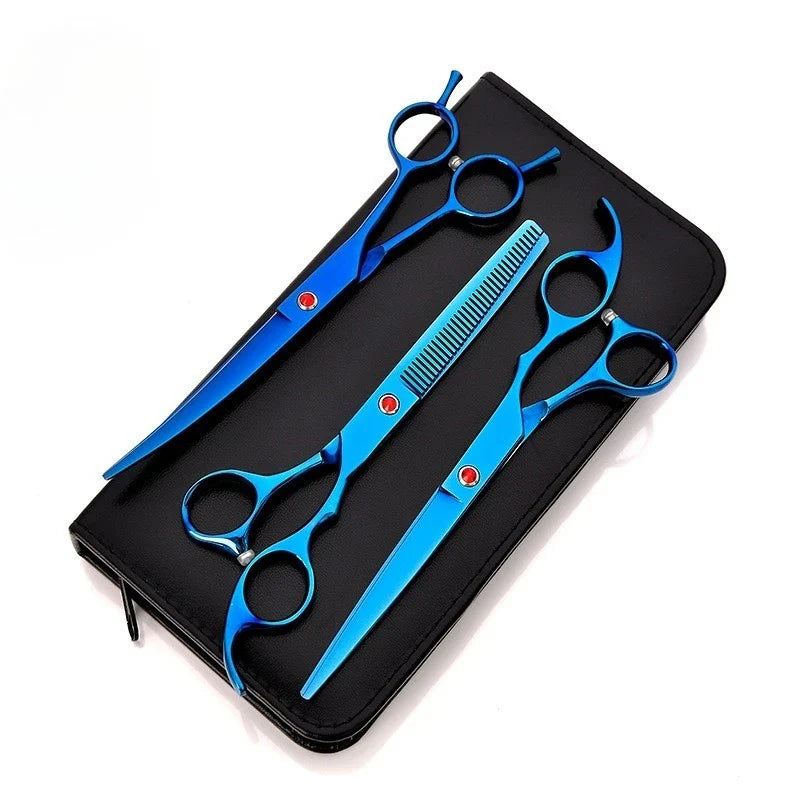 7" Professional Dog Grooming Scissors Set – Cut, Thin & Curved