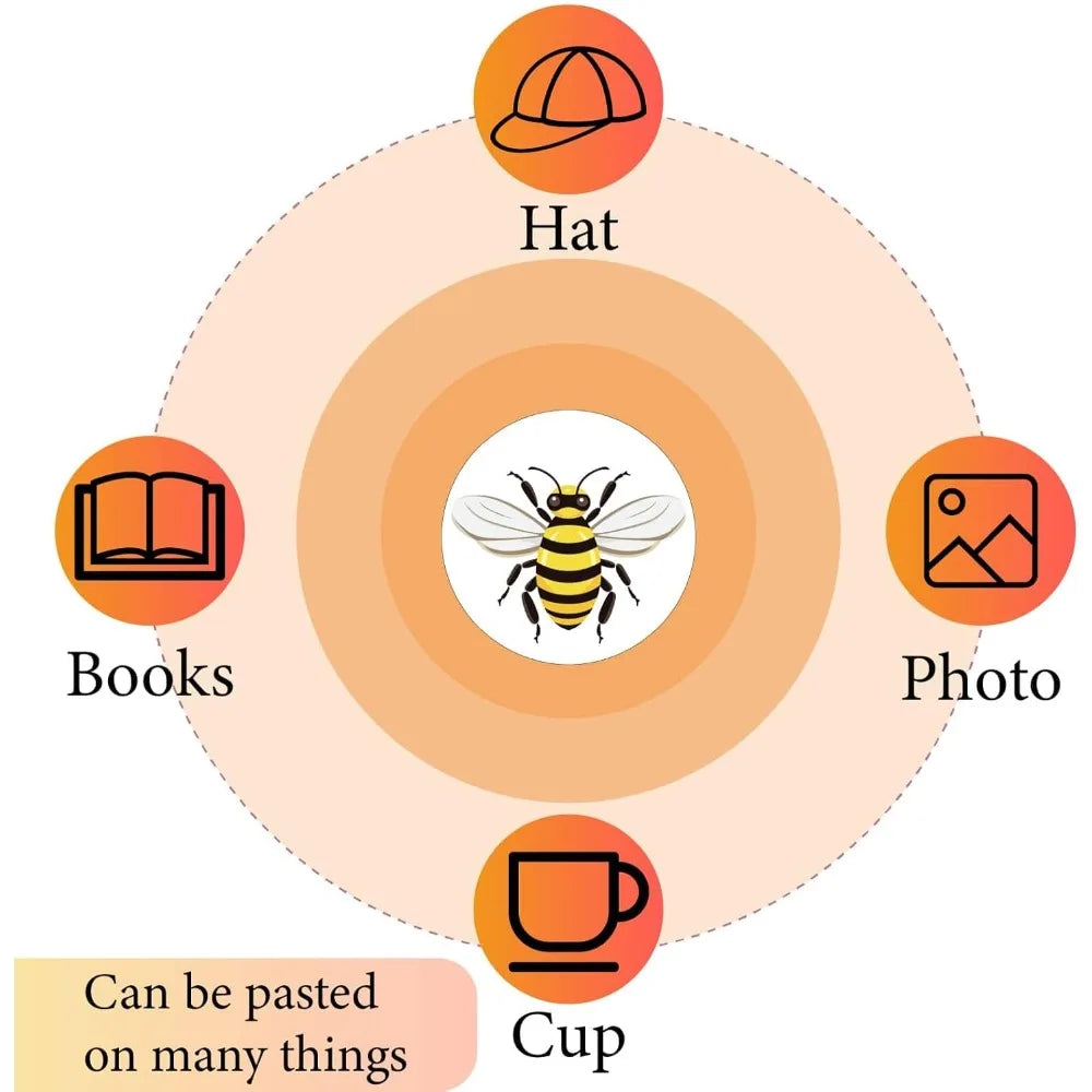 128Pcs Bee Round Stickers – Waterproof Self-Adhesive Cartoon Decals
