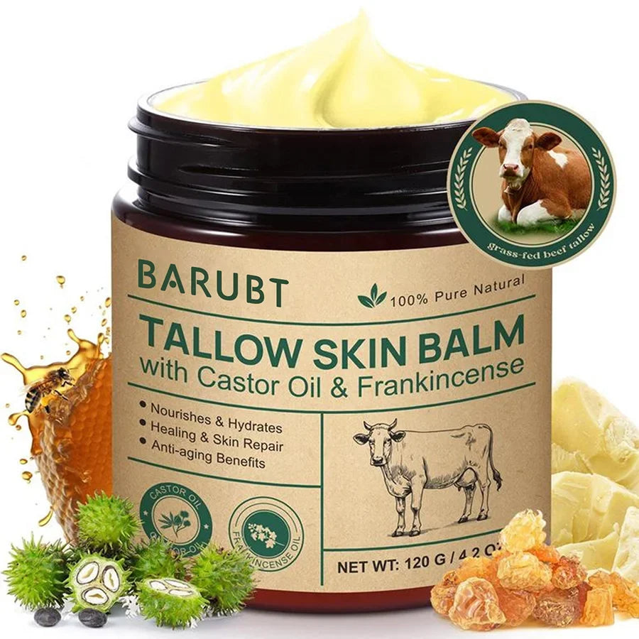 Natural Tallow Face Moisturizer Beeswax Grass-fed Whipped Honey Cream
