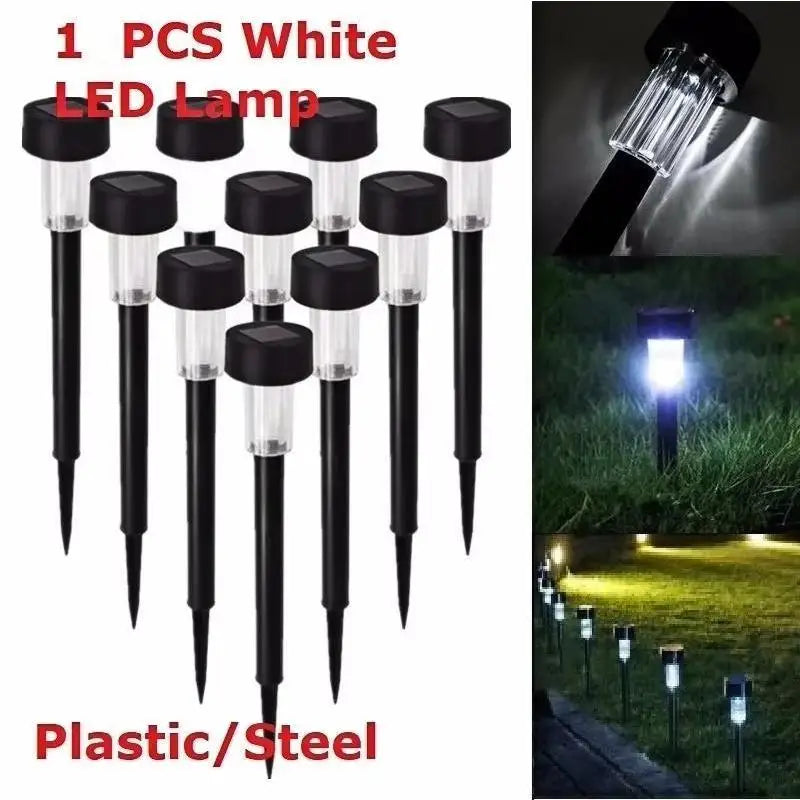 White LED Lawn Light Lamp Solar Outdoor Courtyard Walkway Garden