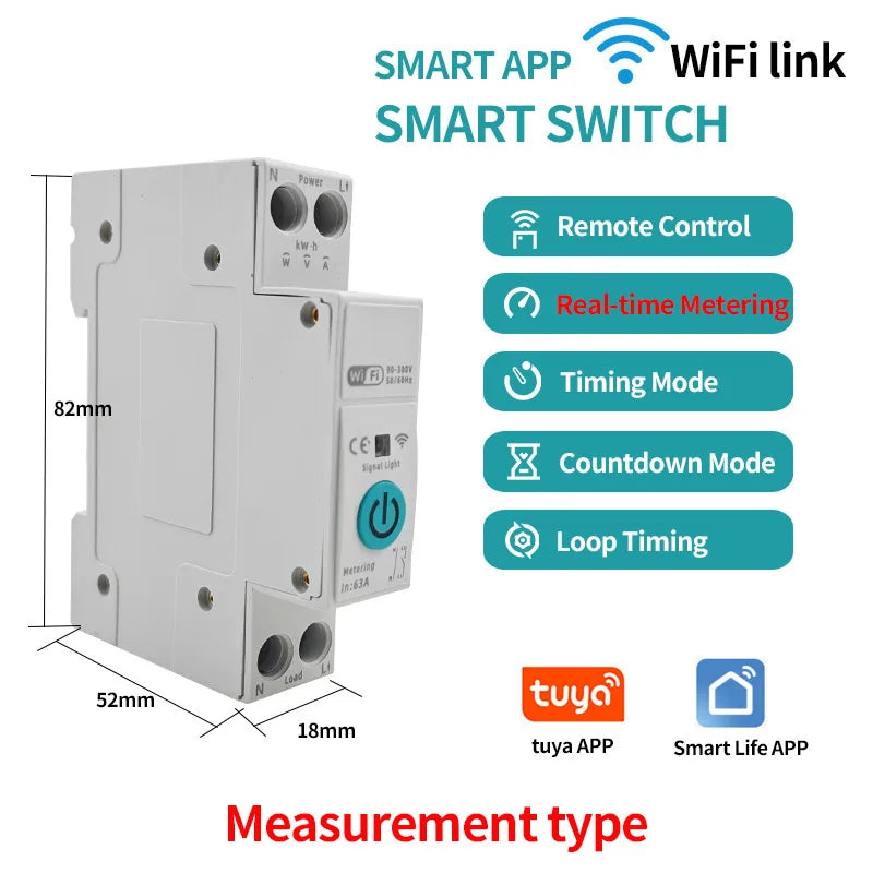 Tuya WiFi Smart Circuit Breaker – App & Timer Control 220V