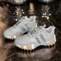 Women's Rhinestone Platform Sneakers – Diamond Mesh Casual Shoes