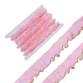Pink Organza Pleated Ruffle Ribbon 10M | Glitter Trim 19–23mm