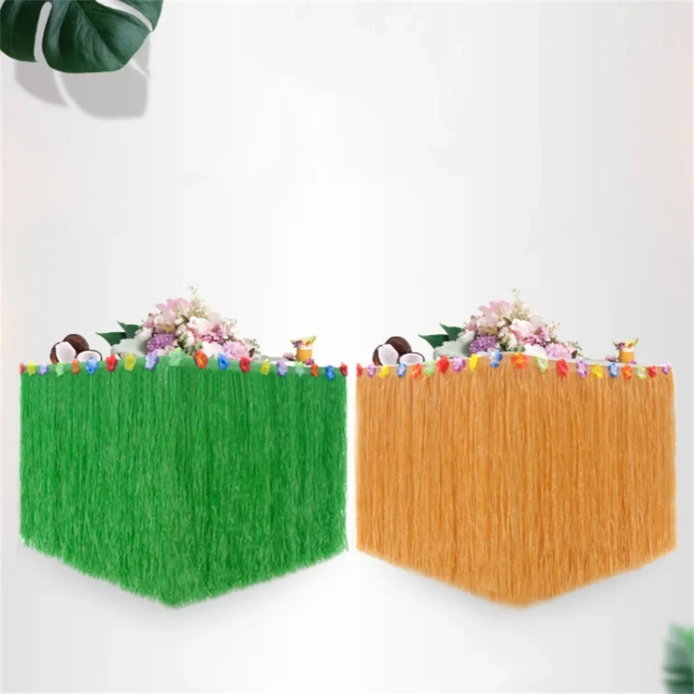 100X60CM Tropical Luau Grass Table Skirt Party Tiki Hawaii Theme