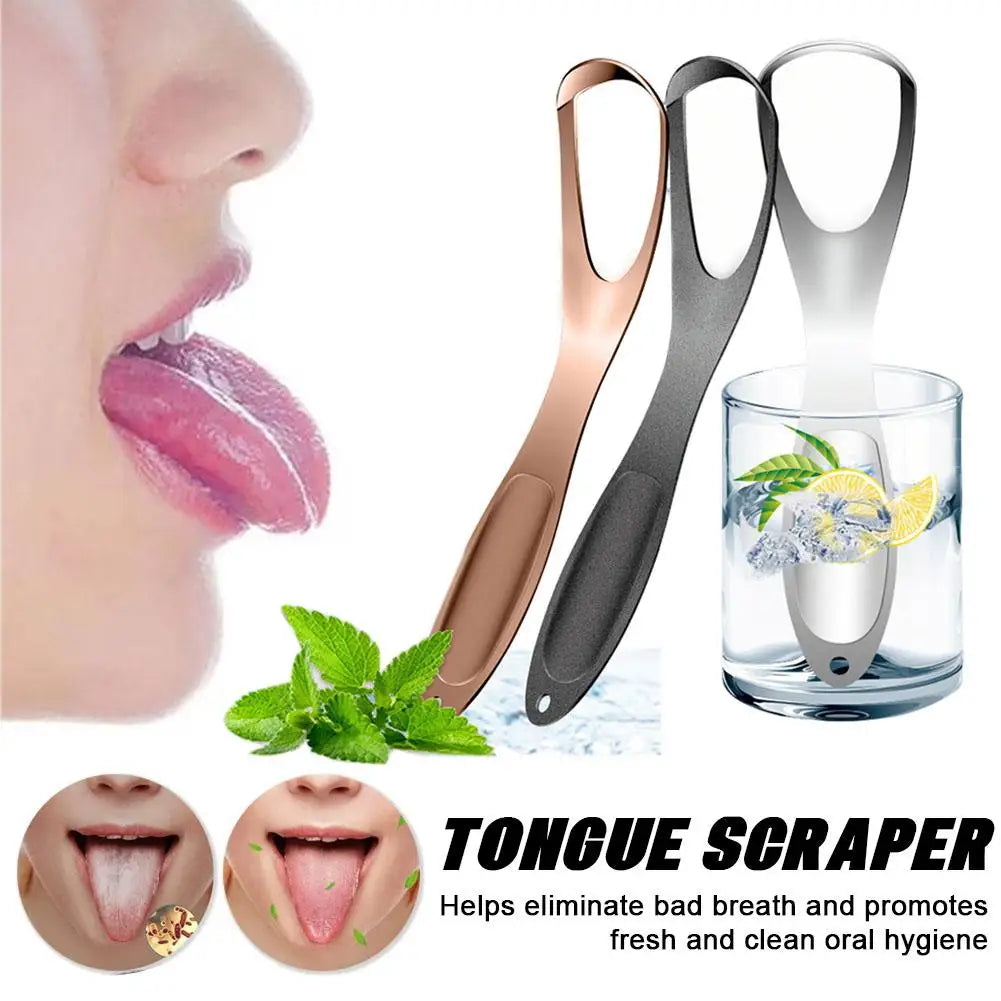 Stainless Steel Tongue Scraper Fan-shaped Cleaner Fresh Breath Oral