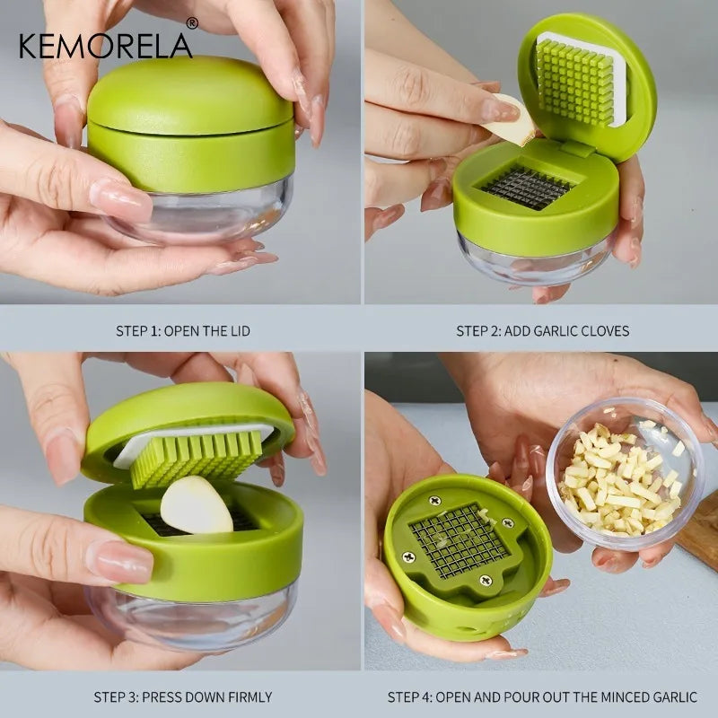 KEMORELA Mini Garlic Press Crusher – Handheld Ginger Masher