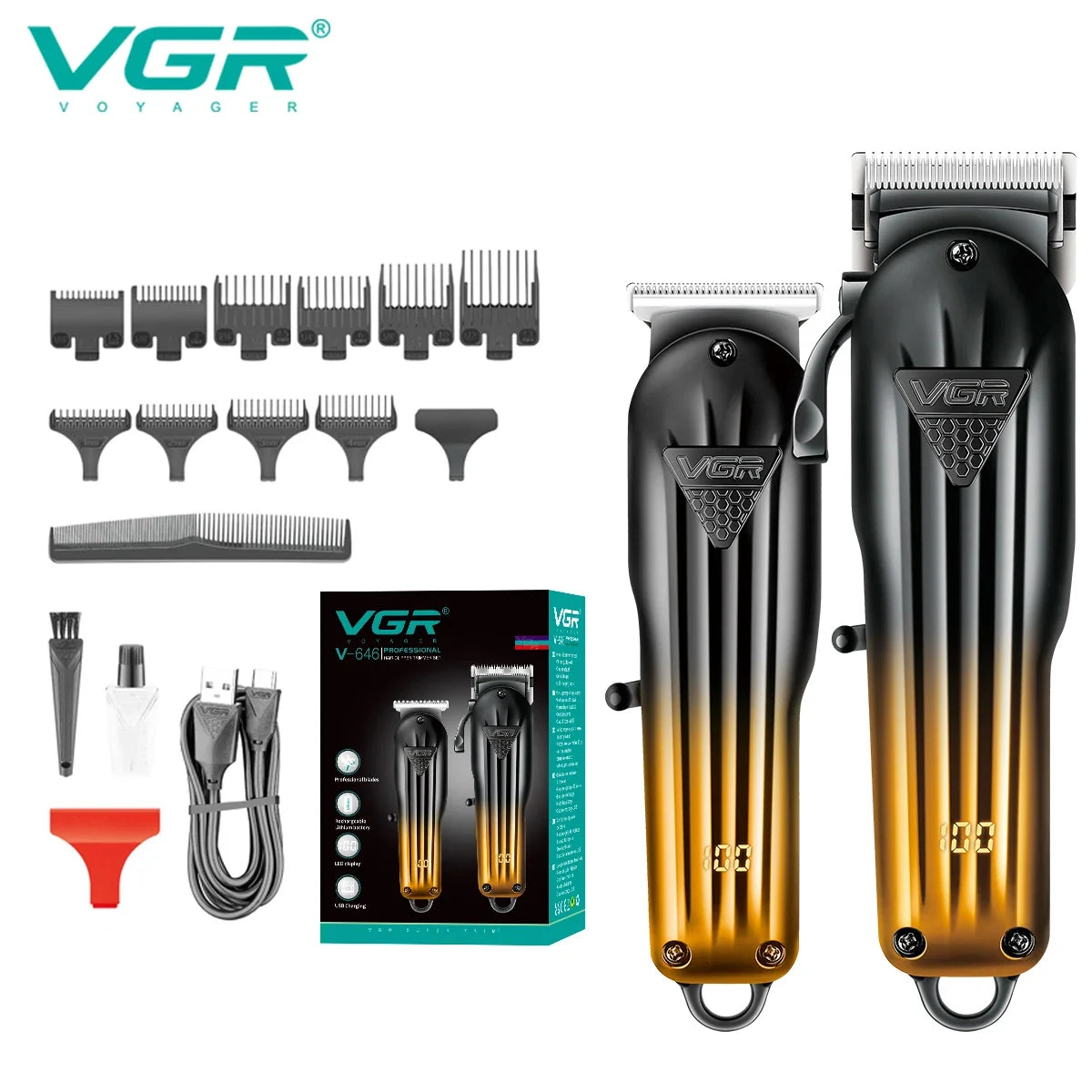 VGR V-646 Professional Rechargeable Hair Clipper Set for Men