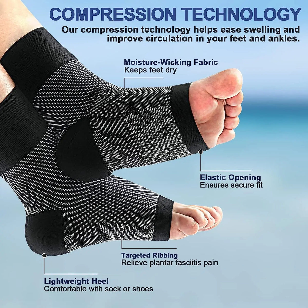Compression Ankle Brace Socks – Arch & Heel Support (1 Pair)