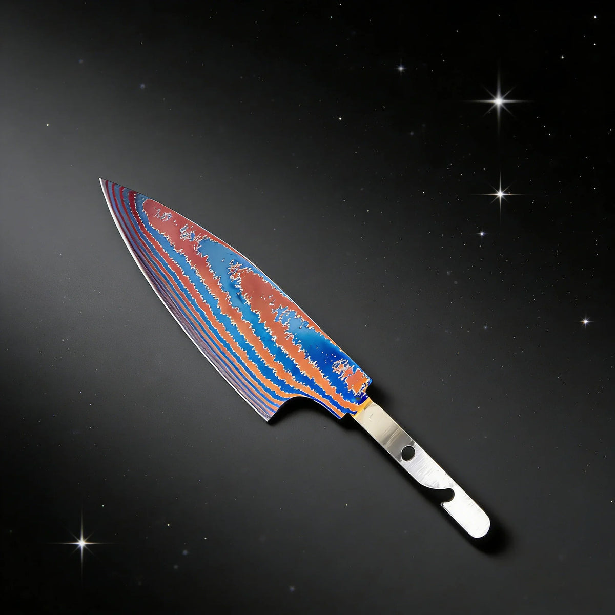 Hand Forged Titanium Damascus Blank Blade Fruit Knife – No Handle