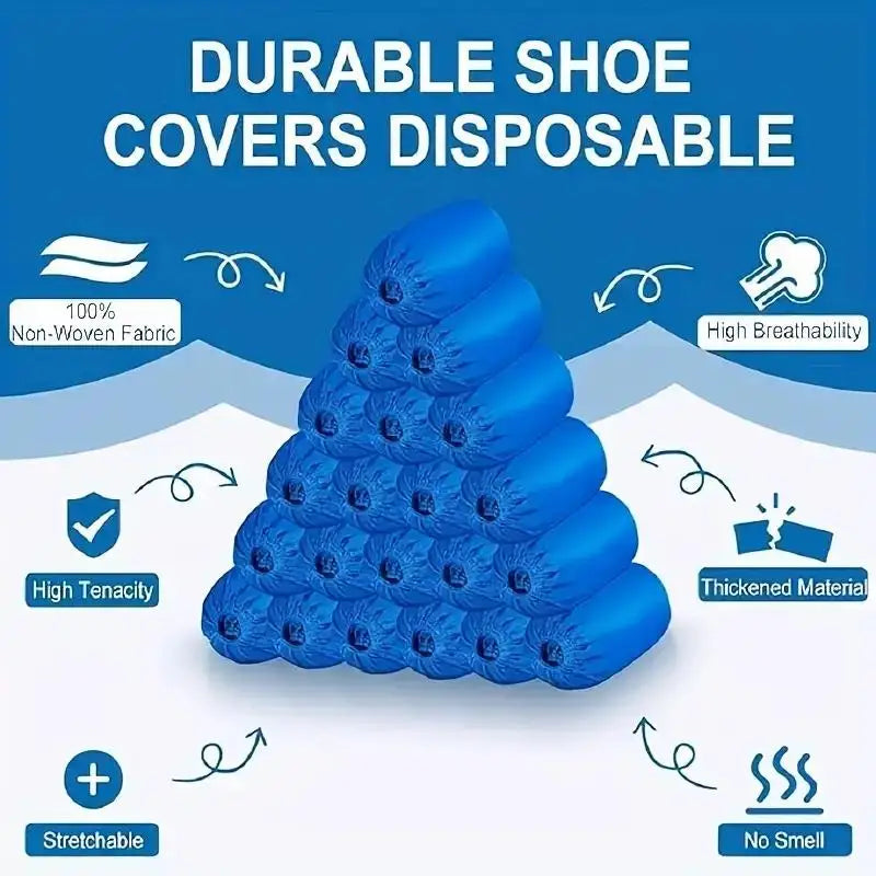 100 PCS Disposable Anti-Slip Shoe Covers – Heavy-Duty PE
