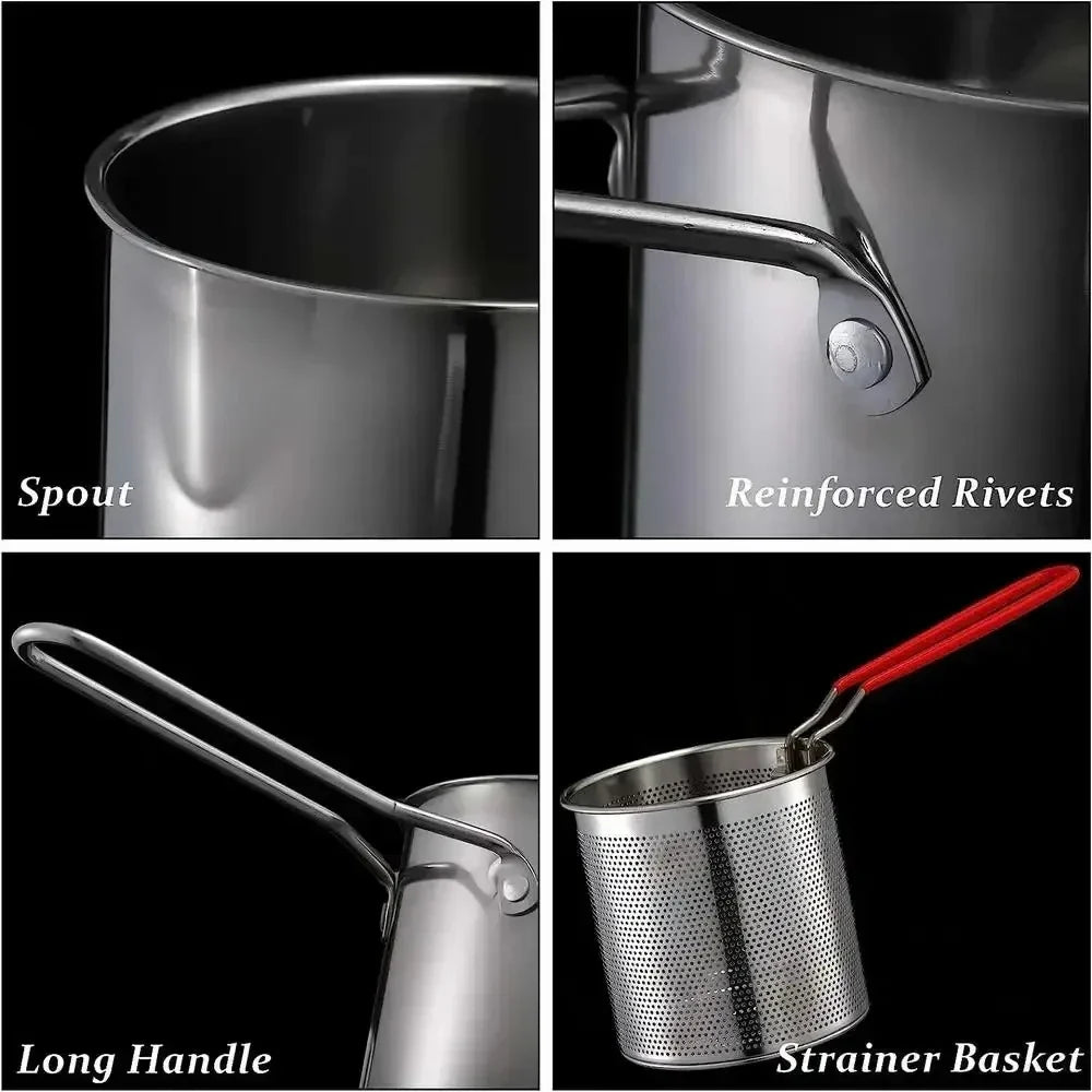 Stainless Steel Mini Deep Fryer Pot & Basket – 12cm Induction