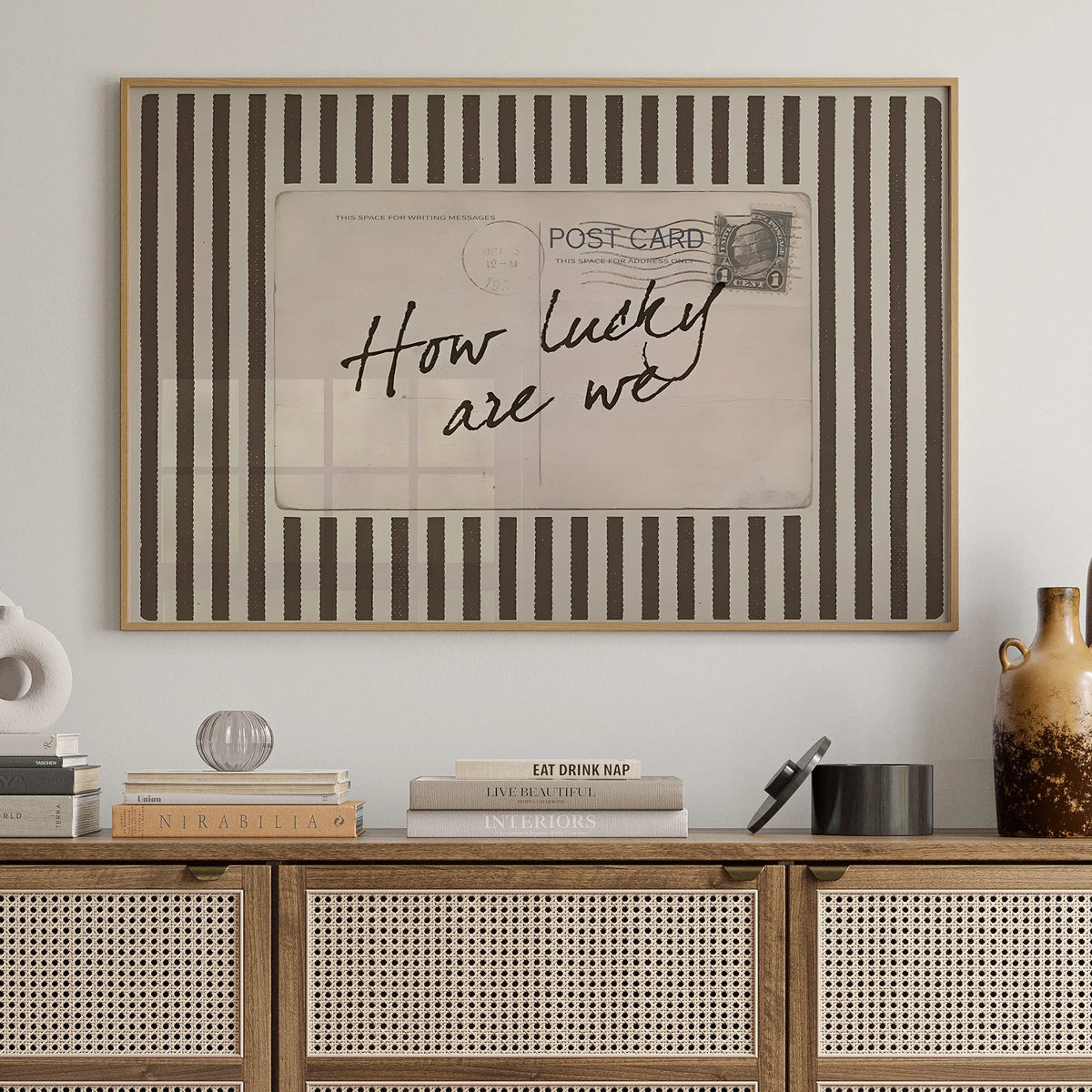 "How Lucky Are We" Vintage Postcard Canvas Wall Art Print