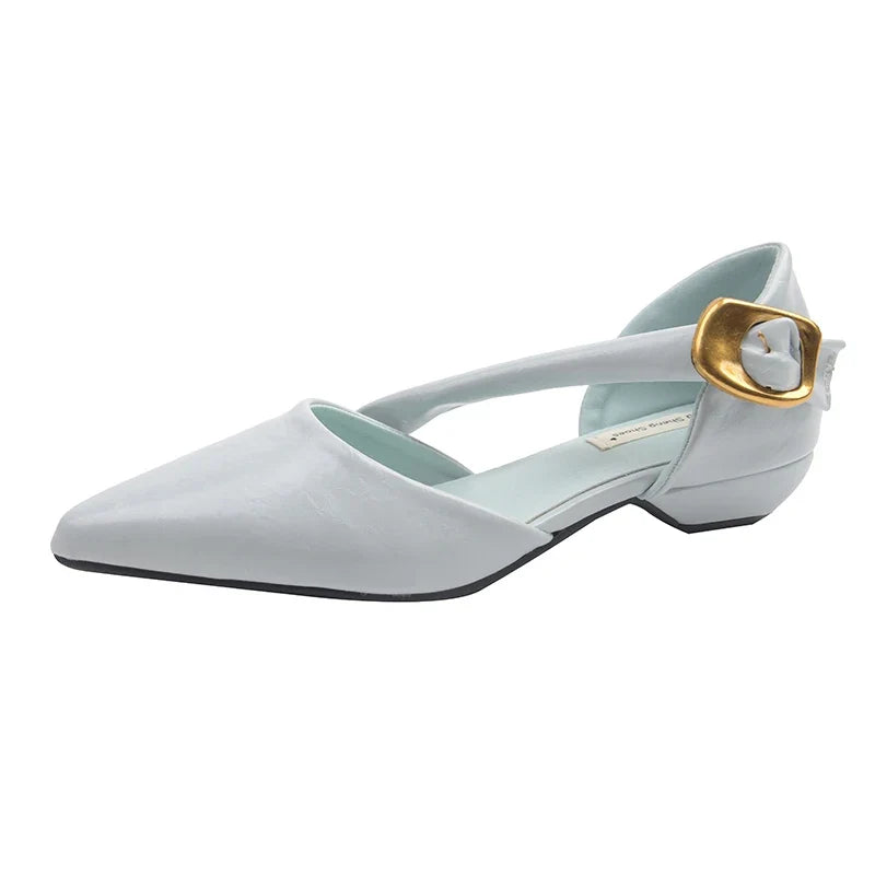 Women's Wedge Sandals – Pointed Toe Buckle Strap Dress Shoes