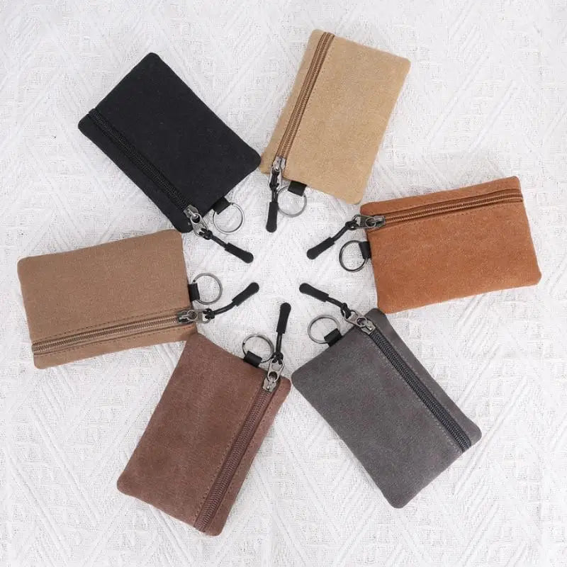 Canvas Mini Coin Wallet – Zipper Purse & Card Holder