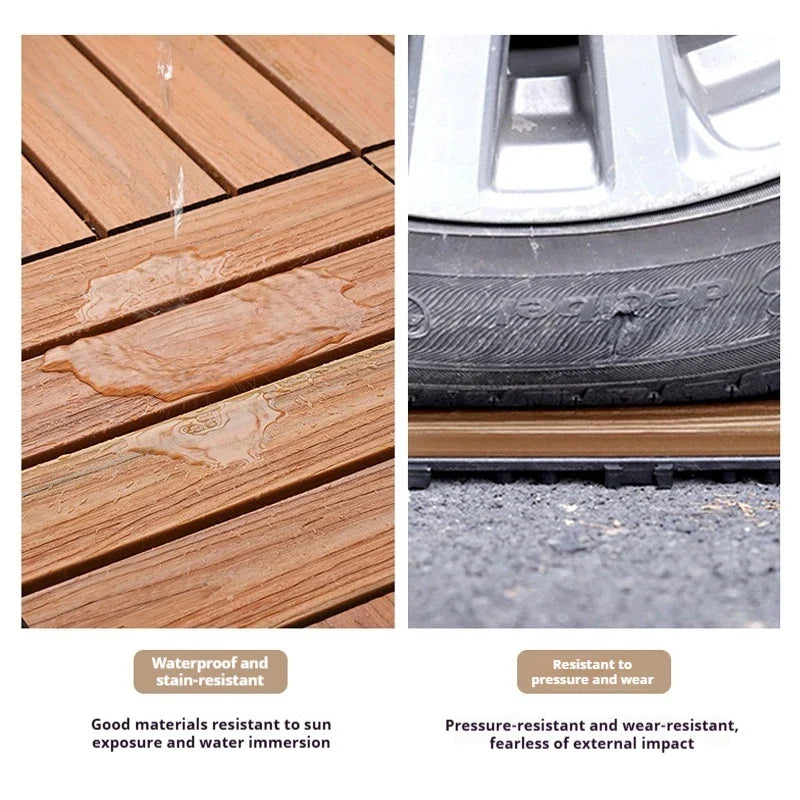 22-Pc Interlocking WPC Outdoor Deck Tiles – UV & Weather Resistant